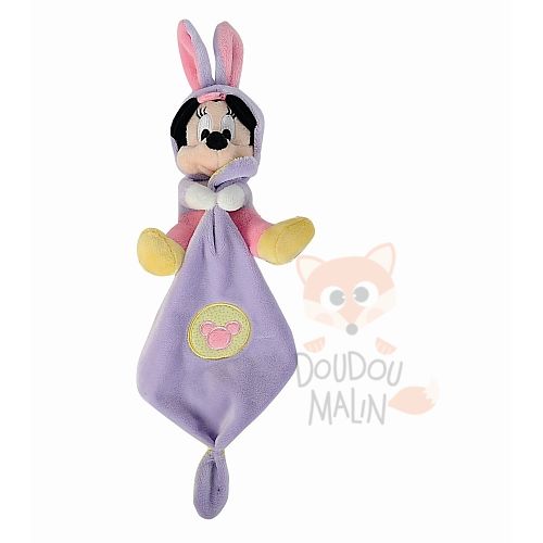  minnie déguisé en lapin violet rose jaune assis 